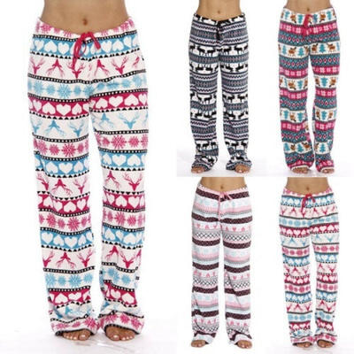 

Womens Christmas Pajama Pants Soft Animal Printed Sleep Trousers Loose Casual