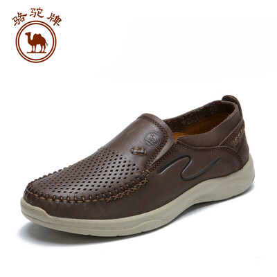 

Camel brand mens shoes leather breathable hollow leisure lazy set foot W912307860 dark brown 43265 yards