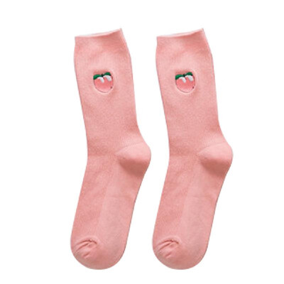 

Cotton Cute Fruit Print Womens Socks Retro Embroidery Long Colorful Funny Socks Women Hose