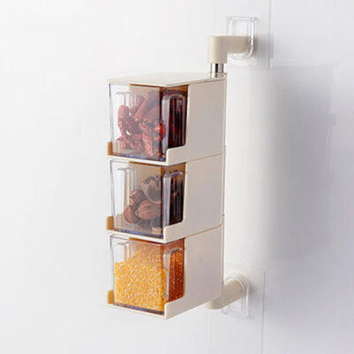 

Seasoning Boxes Kitchen Condiment Box Spice Storage Jar Wall Hanging Rotating