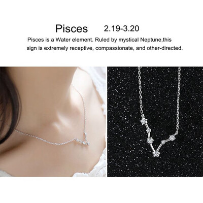 

Shiny Rhinestone Women Horoscope Astrology Constellation Sign Guardian Necklace