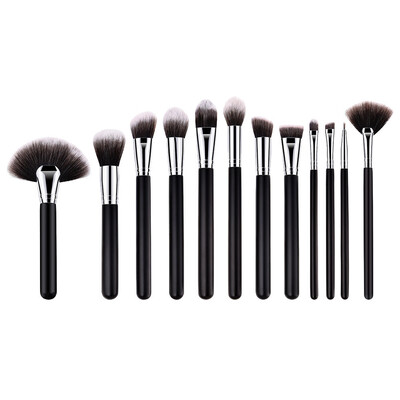 

Toponeto 12PCS Wooden Foundation Cosmetic Eyebrow Eyeshadow Brush Makeup Brush Sets Tools