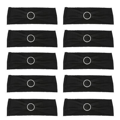 

10PCS Wedding Decorations Elastic Spandex Chair Cover Sashes Bows Elastic Chair Bands With Buckle Slider Sashes Bows 7 Colors