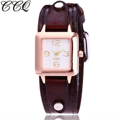 

CCQ Brand Leather Watch Men Women Wristwatch Quartz montre femme marque Times New Roman Clock Ladies Gift Hot Selling 533