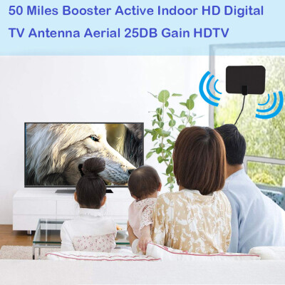 

〖Follure〗Flat Indoor HD Signal Amplifier Digital TV Antenna HDTV 50 Miles Range VHF UHF