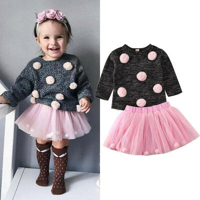 

Toddler Baby Girl Autumn Winter Clothes Sweater Knitted TopsTutu Skirt Outfits