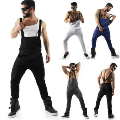 

Men Hip-hop Pockets Loose Casual Overalls Suspender Trousers Bib Pants Jumpsuits