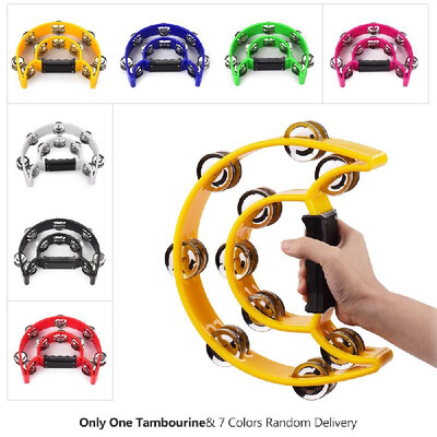 

Handheld Tambourine Handbell Timbrel Percussion Musical Toy Double Rows 20 Pairs of Metal Jingles for Karaoke KTV Party Kids Games