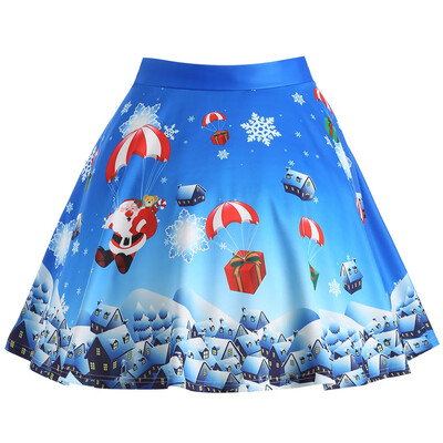 

Christmas Gift Santa Claus Print Plus Size Skirt