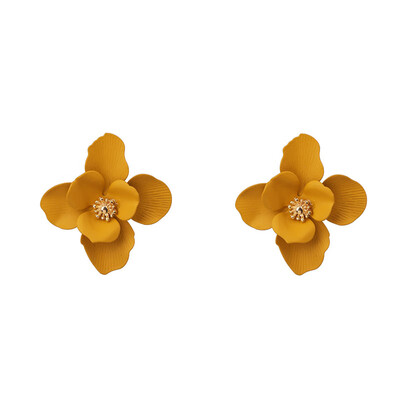 

2019 New Korean Fashion Charm yellow white Flower Earrings For Girls Women Elegant Party Statement Brincos Bijoux Gift
