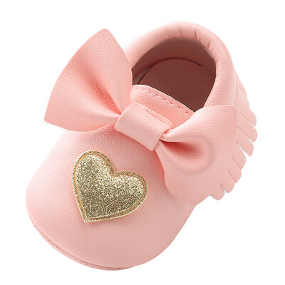 

Baby Girl Sequins Bowknot Love Shape Fashion Toddler First Walkers Kid Shoes