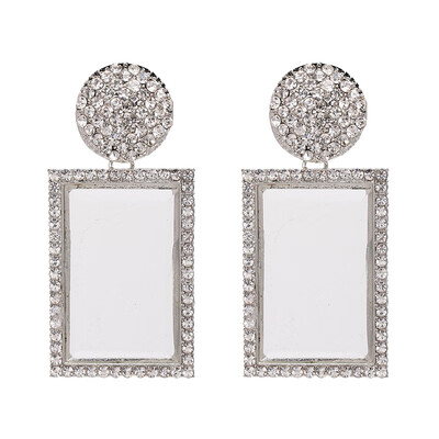 

2019 WOMEN brand square geometric dangle earrings for women big Ethnic statement earrings Fashion jewelry