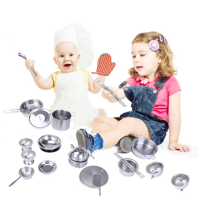 

41Pcs Kitchen Pretend Toys Stainless Steel Cookware Playset