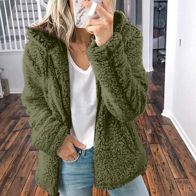 

Toponeto Womens Autumn Winter Long Sleeve Thick Hooded Open Stitch Coat Jacket Cardigan