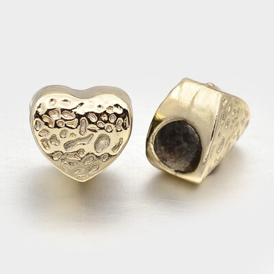

Unfading Alloy European Beads Large Hole Heart Beads Golden 9x10x75mm Hole 5mm