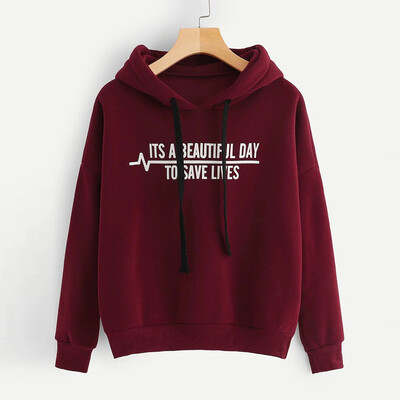 

Starmoon Womens Hoodie Letter Flag Printed Sweatshirt Long Sleeve Pullover Tops Blouse