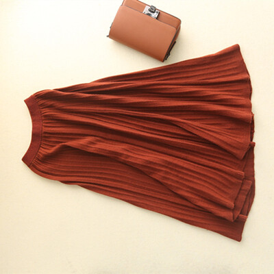 

QIANMUCHUN Womens Cashmere Skirt Pleated Skirt Fashion Joker 5783