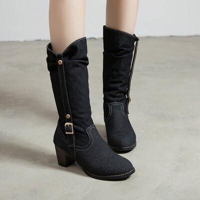 

Rose Stylish Womens Platform Cowboy Lace-Up Round Toe Over The Knee High knight Boots
