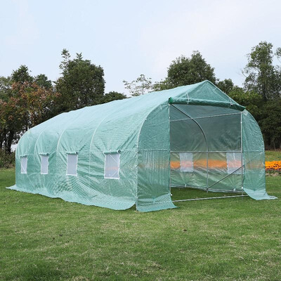 

20 x 10 x 7 Deluxe High Tunnel Walk-In Garden Greenhouse Kit - Green