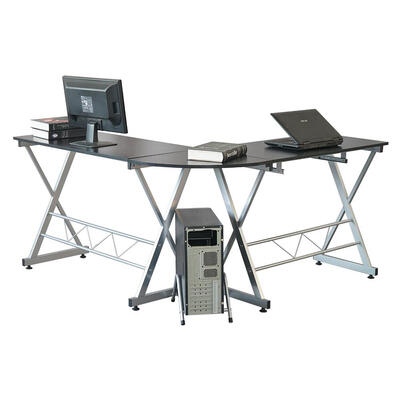 

Wood L-Shaped Computer PC Laptop Desk with Keyboard Tray