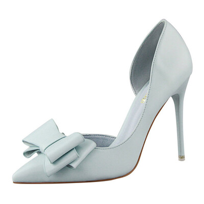 

Rose Women Pumps Sweet Bowknot High Heels Shoes Sexy Thin Pointed Single Shoes