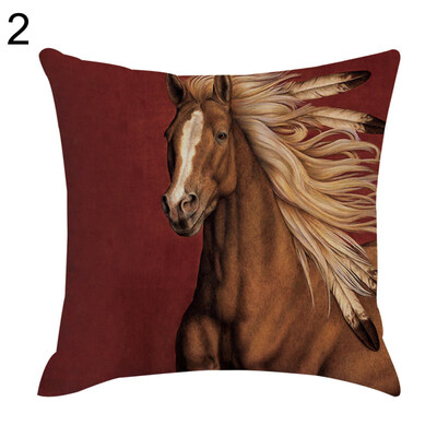 

Realistic Horse Print Cotton Linen Square Cushion Cover Home Decor Pillow Case