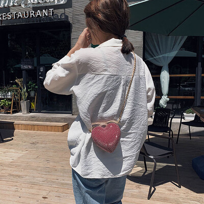 

Tailored Womens Summer Girl Peach Heart Chain bag Rivet Single Shoulder Messenger Bags