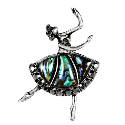 

Abalone Shell Ballet girl Brooches Hat Accessories Scarf Clip Shoulder Decoration Vintage Jewelry Anti Silver color Brooch Pin