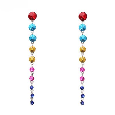 

5 Colors Elegant Rivet Long Dangle Earrings Trendy Statement Link Chain Drop Earring Spike Brincos Women JURAN Fashion Jewelry