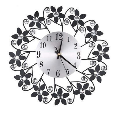 

European Retro Flower Creative Decorative Clock Metal Iron Art Wall Clock