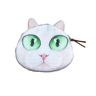 

Cute Fashion Women Mini Coin Purse Wallet Cat Animal Head Print Zipper Closure Small Clutch Bag