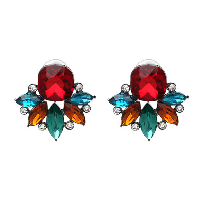 

JURAN New Design Trendy Jewelry Gold Fish Shape Crystal Earring Sweety Pink Stud Earrings For Women Bijoux Factory Price