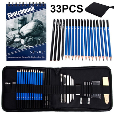 

33PCS Professional Sketching Drawing Set Art Pencil Kit Graphite Charcoal Artist