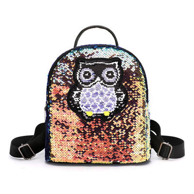 

Bird Print Sequin Travel Small Backpacks Women Shoulder Schoolbags Knapsack