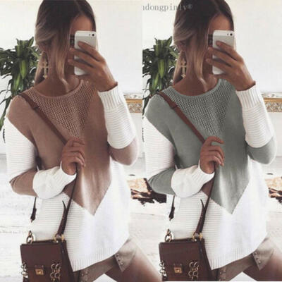 

Womens V Neck Long Sleeve Knitted Pullover Jumper Sweater Casual Tops
