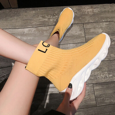 

Sock shoes autumn ins tide elastic muffin thick bottom sports boots leisure high bank flying womens shoes