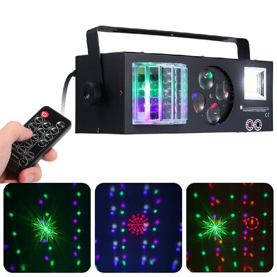 

AC110-220V 60W 4 in 1 Pattern Laser Strobe Magic Ball Stage Light Lighting Fixture with Remote Control 9 Channels Supported Aut