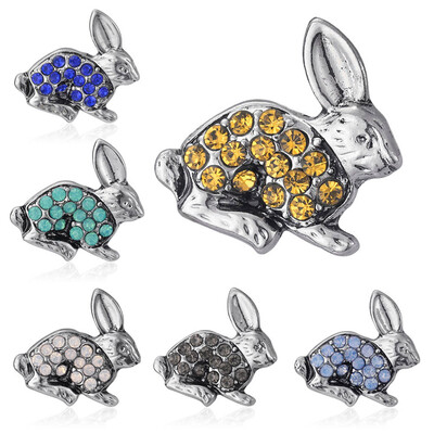 

6PCS Fashion Women Men Alloy Diamond Rabbit Animal Brooch Pins Jewelry Set