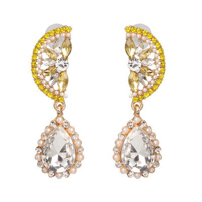 

INS 2019 Summer Fruit Earrings for Women Pineapple Crystal Dangle Drop Earrings Raffia Handmade Woven Statement Jewelry