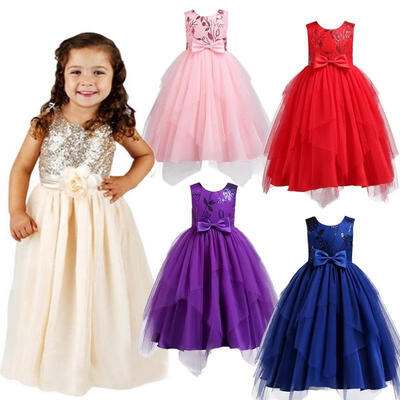 

Flower Girls Embroidery Lace Wedding Bridesmaid Pageant Formal Gown Dresses