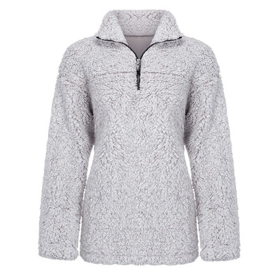 Womens Casual Long Sleeves Loose Fleece Fluffy Sweatshirt Winter Warm Pullover