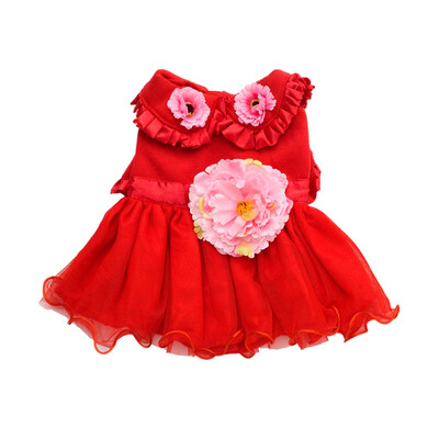 

Fleece Dog Dress Peony Style Small Pet Cat Skirt Clothes Puppy Winter Apparels Wedding Gift Costume roupa cachorro perros