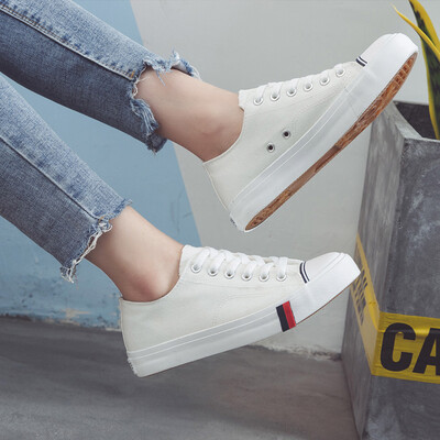

Fall 2019 new Korean version of small white canvas shoes women casual womens shoes Joker flat white shoes student shoes