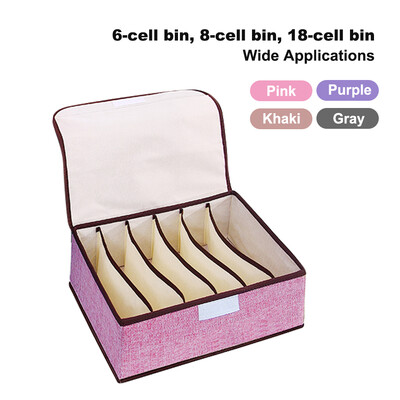 

Organizer Box 6818 Cell Bin Cotton Linen Underwear Box Saving Space Foldable Washable Multipurpose Receiving Box for Home Use
