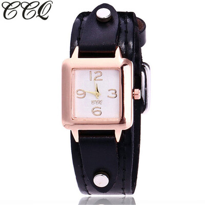 

CCQ Brand Leather Watch Men Women Wristwatch Quartz montre femme marque Times New Roman Clock Ladies Gift Hot Selling 533