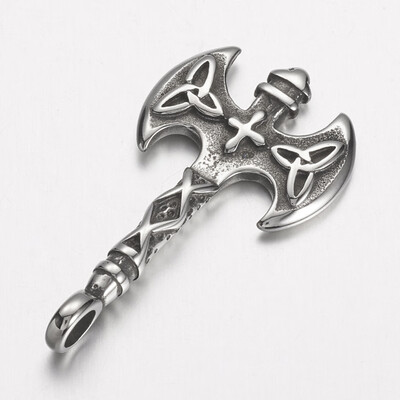 

304 Stainless Steel Pendants Axe Antique Silver 44x235x35mm Hole 4mm