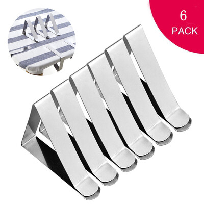 

Gobestart 6PC Stainless Steel Tablecloth Tables Cover Clips Holder Clamps Party Tool