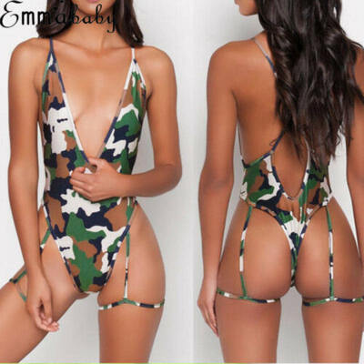 

US Womens One-Piece Swimsuit Beachwear Swimwear Thong Monokini Bikini Bathing