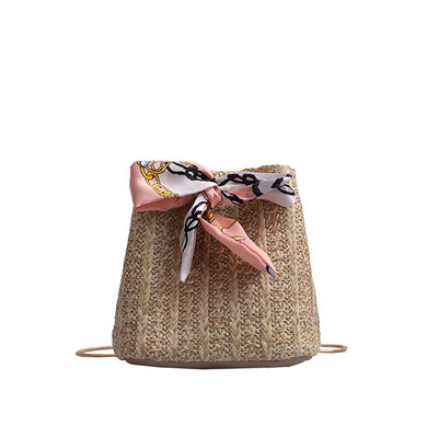 

Summer Women Straw Beach Bag Women Woven Bucket Bag Casual Braided Tote Handbags Feminine Knitting Rattan Bags YJ