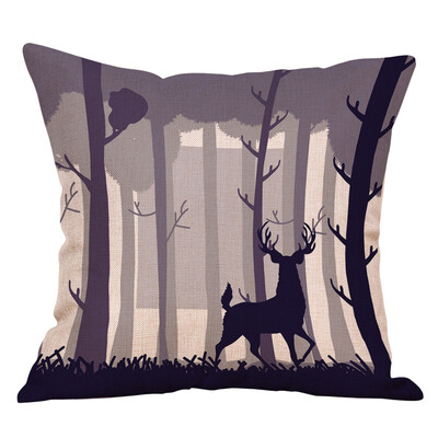 

Siaonvr Black White Nordic Deer Animal Heart Flax Linen Pillow Case Cushion Cover